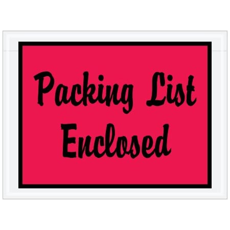 Bsc Preferred 4-1/2 x 6'' Red Full-Face Script ''Packing List Enclosed'' Envelopes, 1000PK PL487